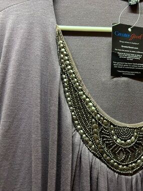 Lavender Beaded Scoop-Neck Tunic